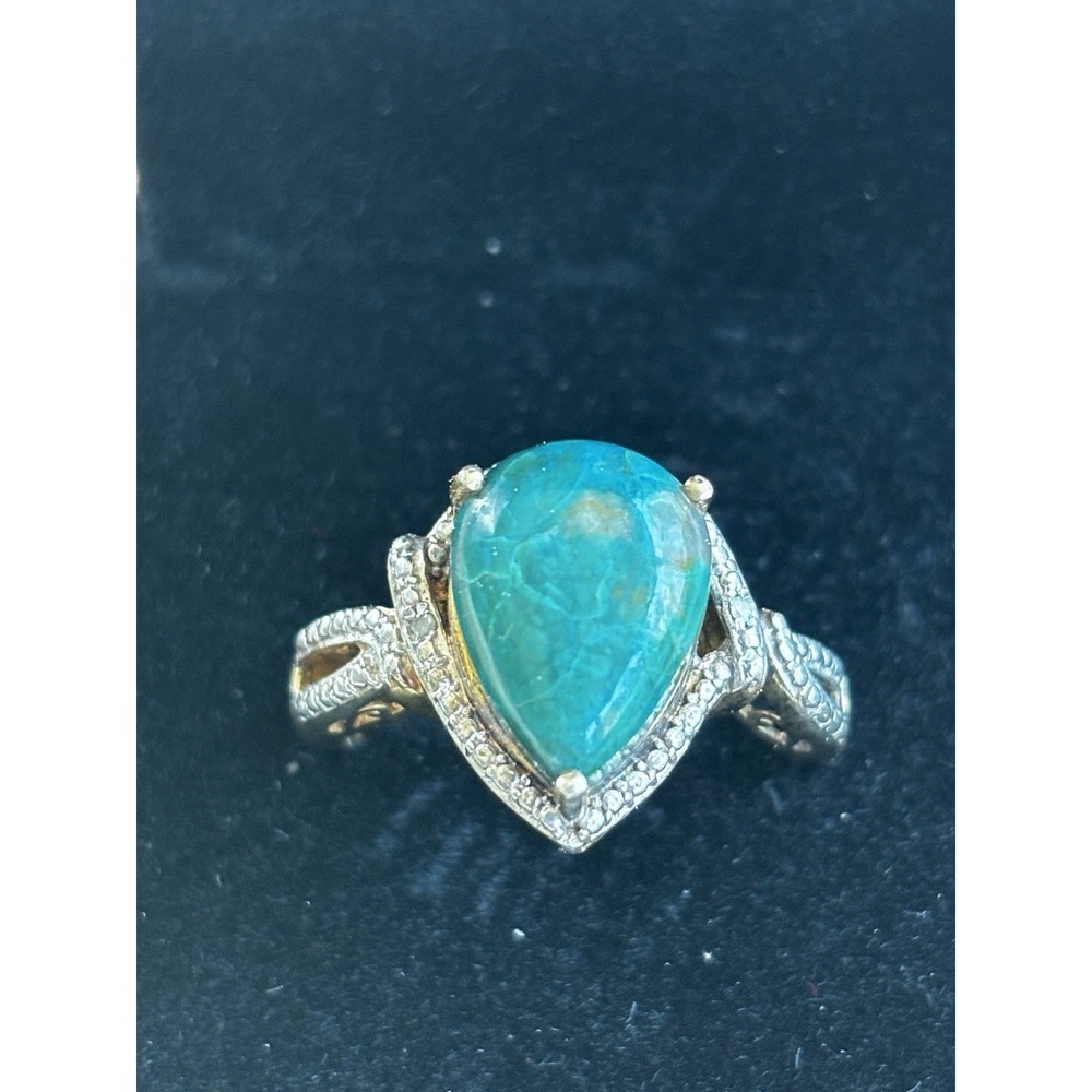 Turquoise Sterling Silver Ring Size 8.75 STS